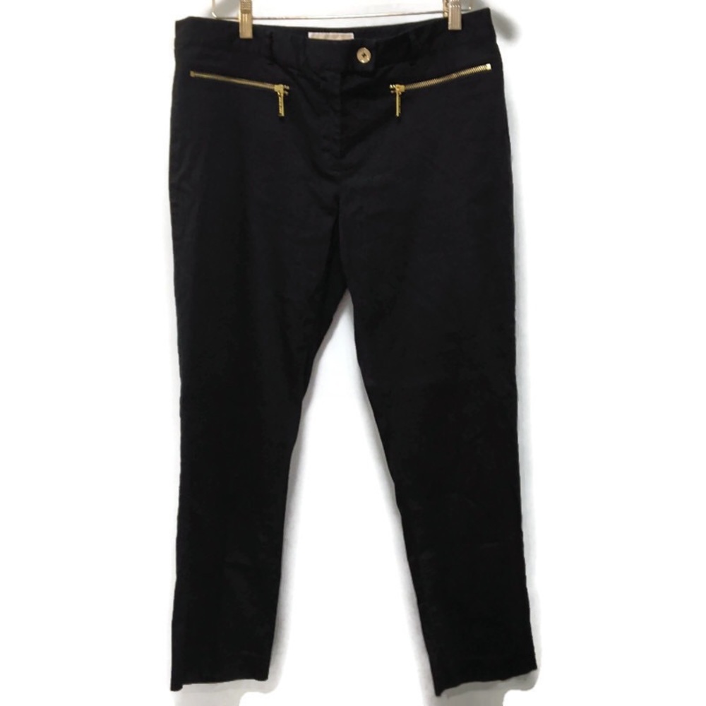 MICHAEL KORS black ankle pants gold zippers